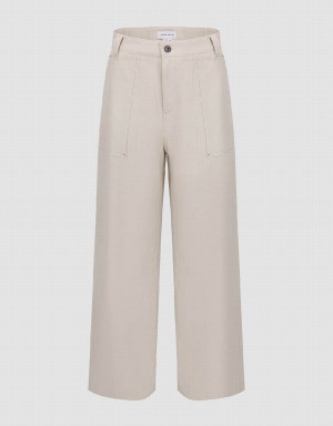 Urban Revivo Wide-Leg Women's Pants White | YAK2947RF