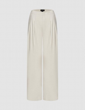 Urban Revivo Woven Thin Wide-Leg Women's Pants Light Khaki | ZAW5817ID