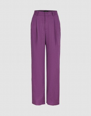 Urban Revivo Woven Wide-Leg Women's Pants Purple | VKP4171HS