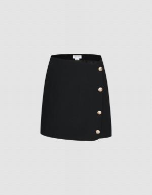 Urban Revivo Wrap Mini Women's Skirts Black | LZE3944JW