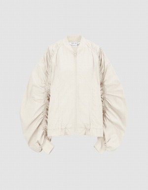 Urban Revivo Zipper Front Oversized Women's Jackets White | JPQ4693ZF