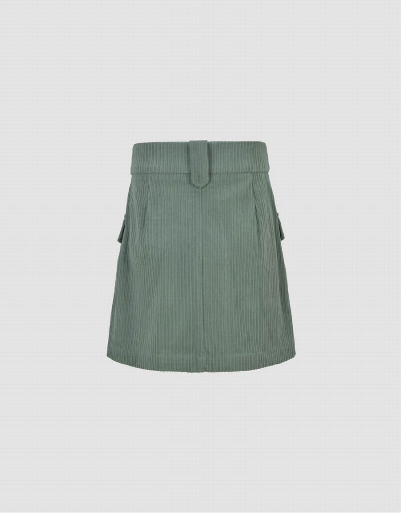 Urban Revivo A-Line With Flap Pockets Women's Skirts Green | NYX4547ZD