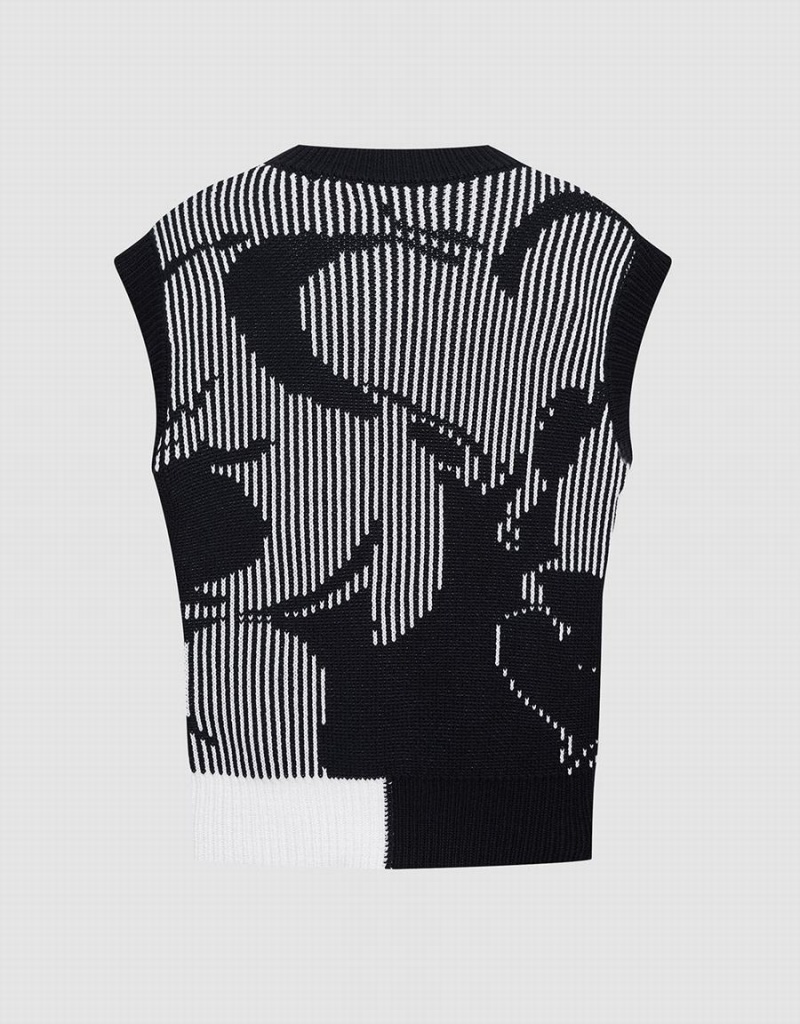 Urban Revivo Abstract Pattern Women's Tank Top Black | XHC8317WF