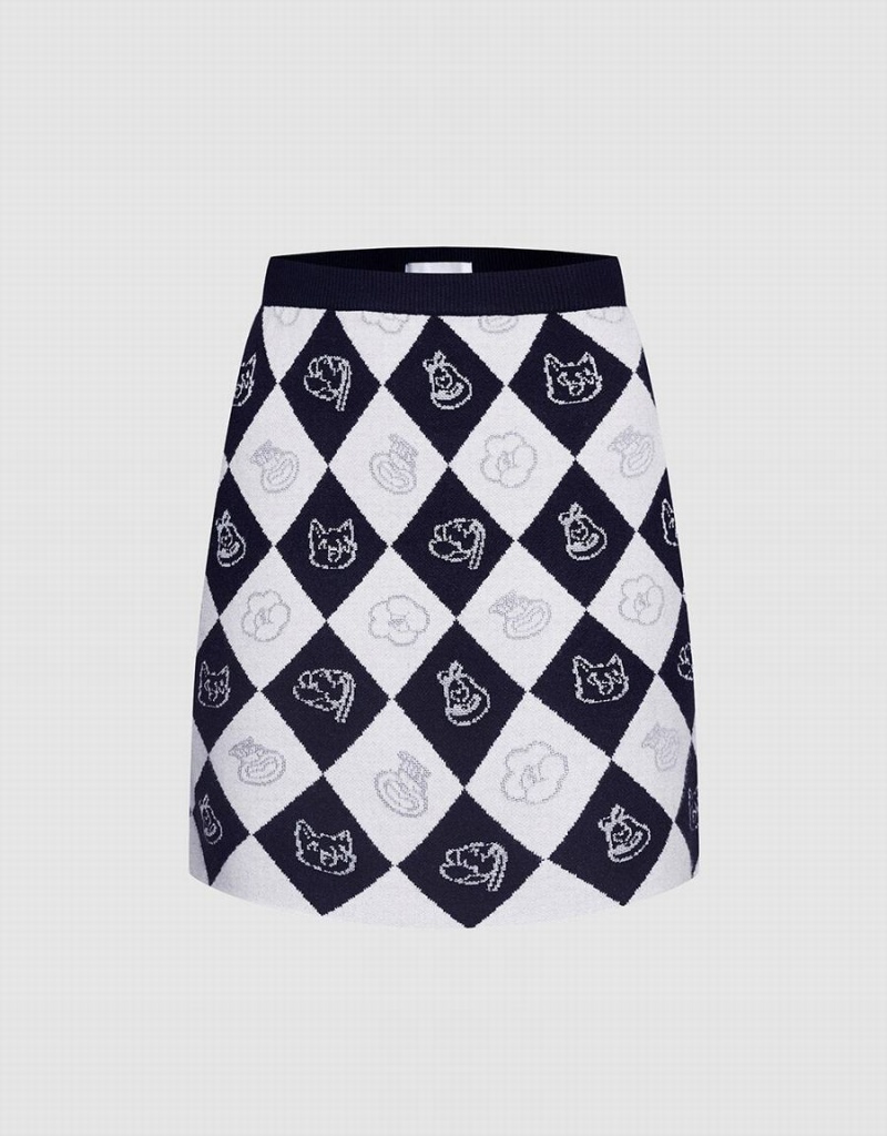 Urban Revivo Argyle Pattern Knitted Women\'s Skirts Grey | ZIF3695NN