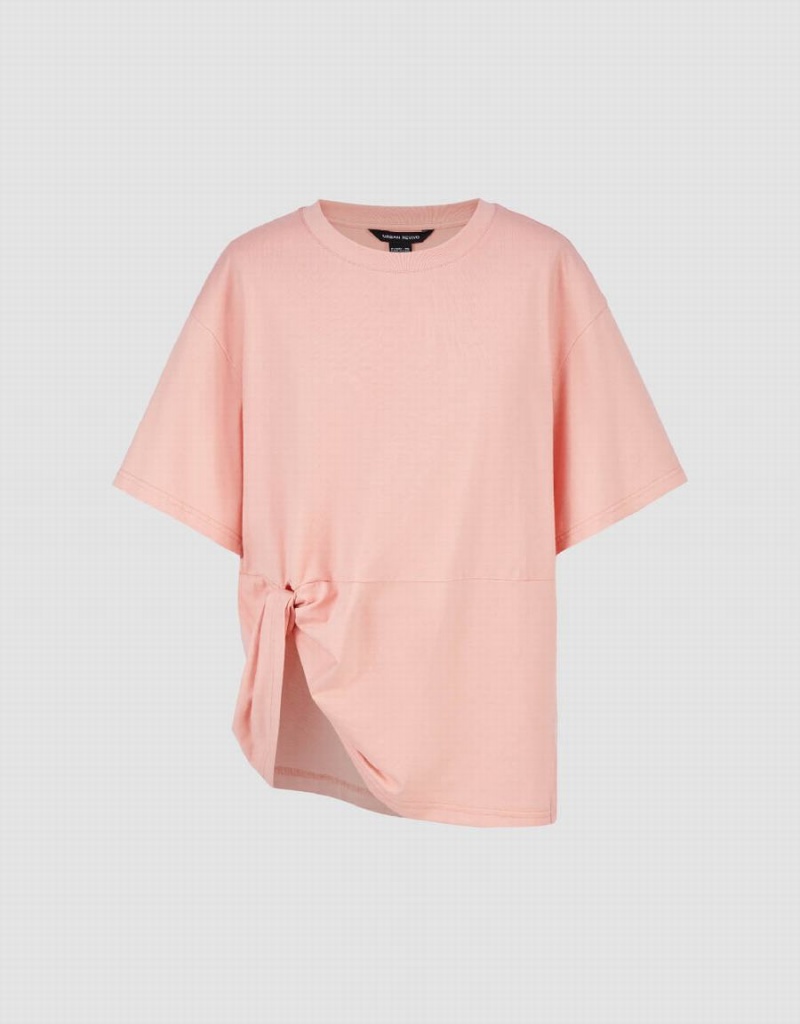 Urban Revivo Asymmetric Crew Neck Women's T Shirts Pink | QAR294YT