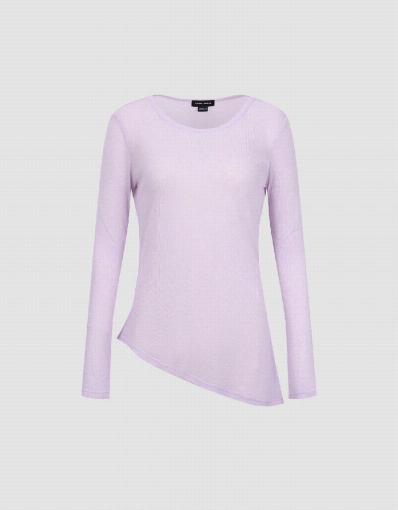 Urban Revivo Asymmetric Crew Neck Women's T Shirts Purple | UTI3415BU