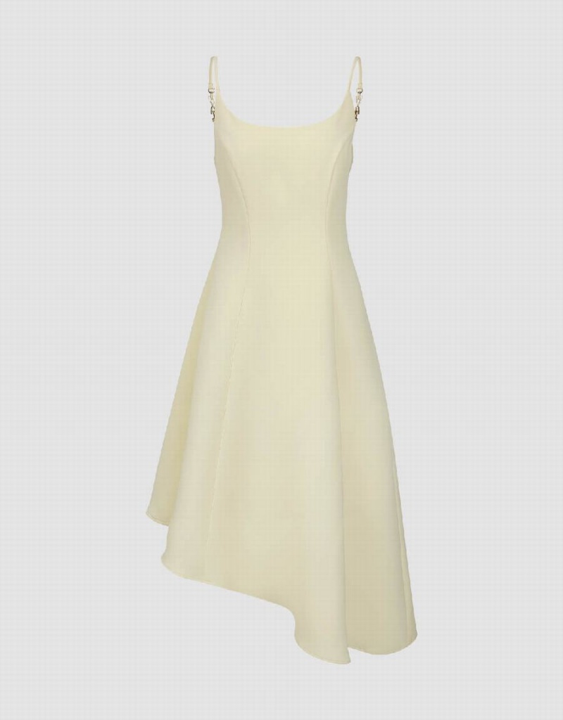 Urban Revivo Asymmetric Off-Shoulder A-Line Cami Women's Dress Yellow | ACE4621UX