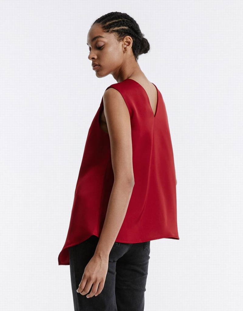 Urban Revivo Asymmetrical Hem Women's Blouse Red | UAM2960PW