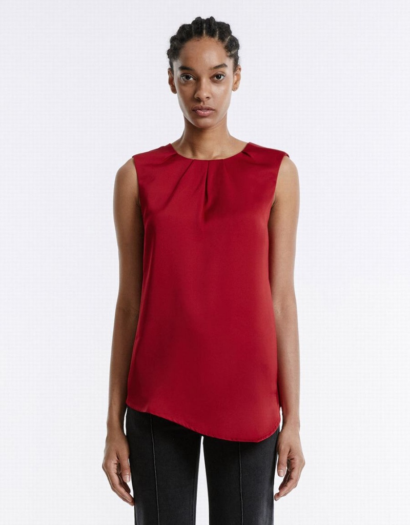 Urban Revivo Asymmetrical Hem Women\'s Blouse Red | UAM2960PW