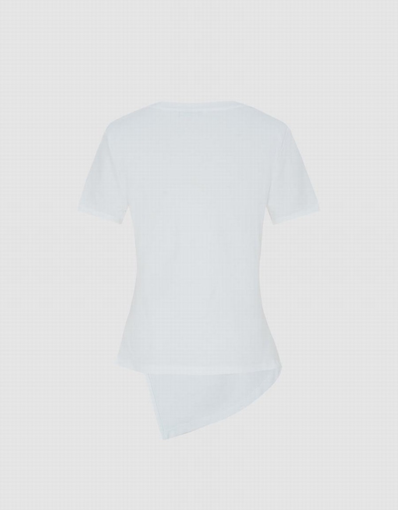 Urban Revivo Asymmetrical Hem Women's T Shirts White | OCI8186VE