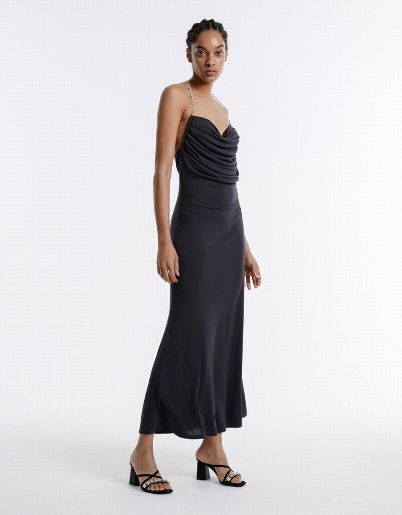 Urban Revivo Backless Maxi Women's Dress Grey | LWV3029PG