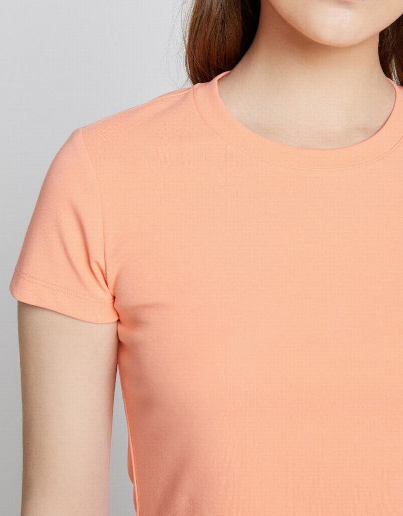 Urban Revivo Basic Fitted Women's T Shirts Light Orange | RYM248VZ