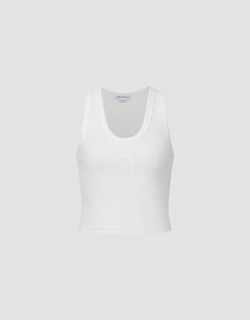 Urban Revivo Basic U Neck Women's T Shirts White | EBT2563WU