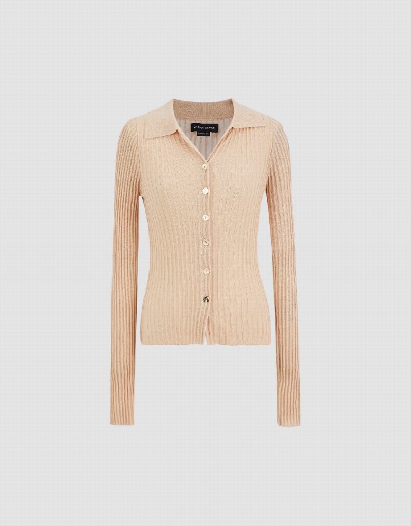 Urban Revivo Button Up Knitted Women's Cardigan Khaki | NSX2769DR