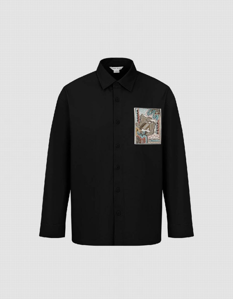 Urban Revivo Button Up Loose Men's Shirts Black | MGY8581XM