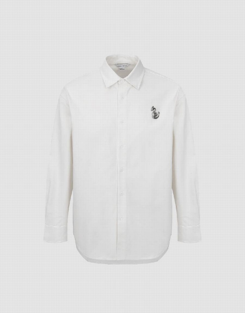 Urban Revivo Button Up Loose Men's Shirts White | MZD926SW