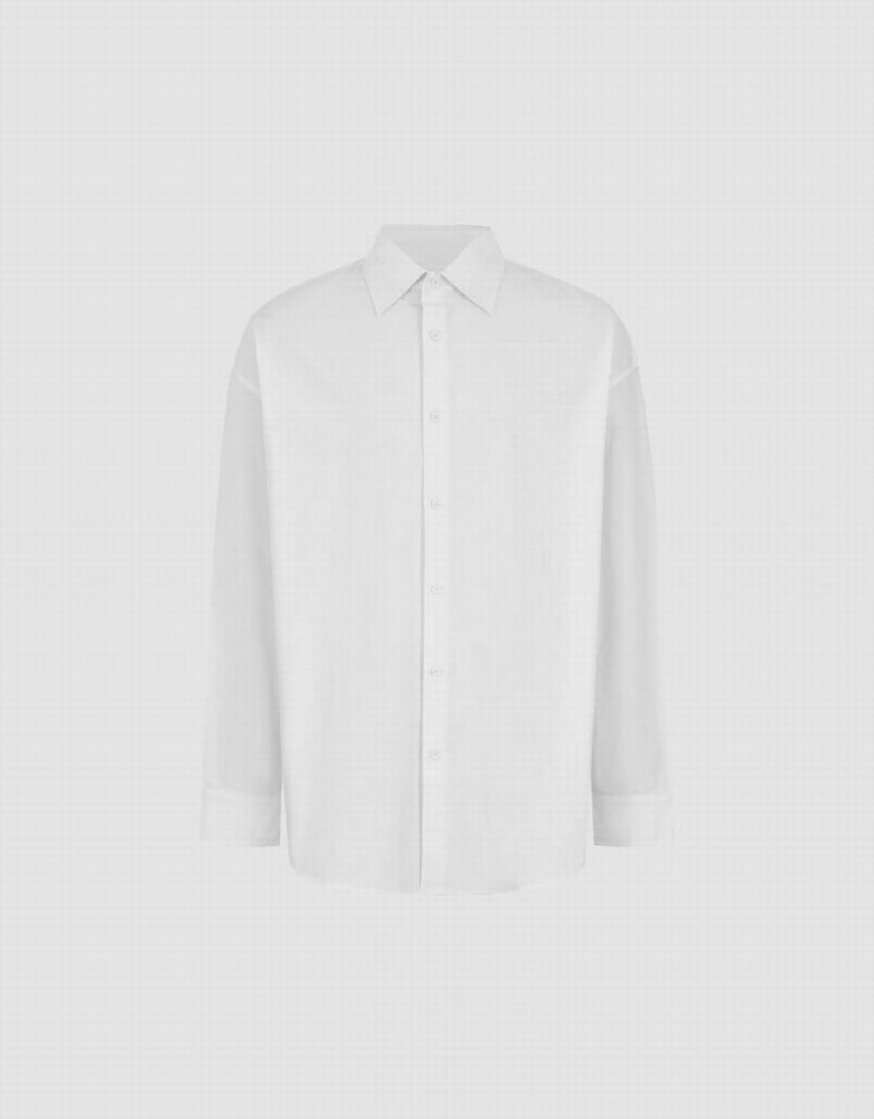 Urban Revivo Button Up Loose Men's Shirts White | AID3859RJ