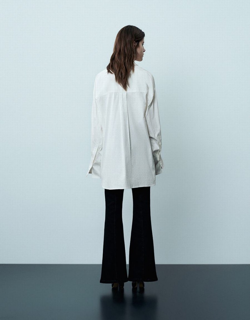 Urban Revivo Button Up Oversized Women's Shirts White | KTO4817IU