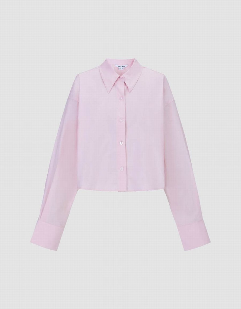 Urban Revivo Button Up Straight Lapel Women's Shirts Pink | DAW877UM