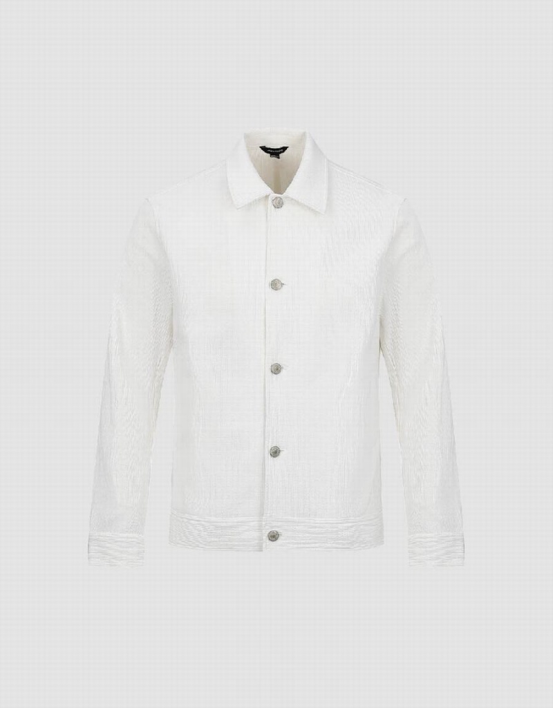 Urban Revivo Button Up Straight Men's Jackets White | IVG7235SH