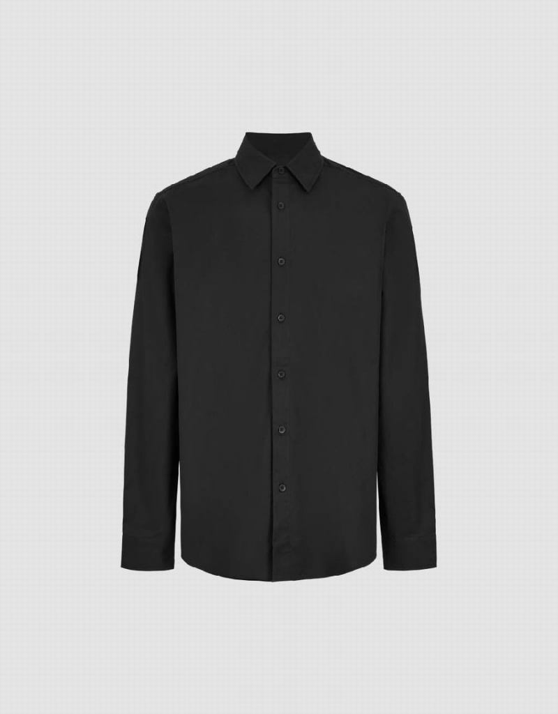 Urban Revivo Button Up Straight Men's Shirts Black | GTT9535DH