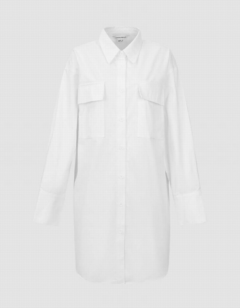 Urban Revivo Button Up Straight Women's Dress White | JLK790XS