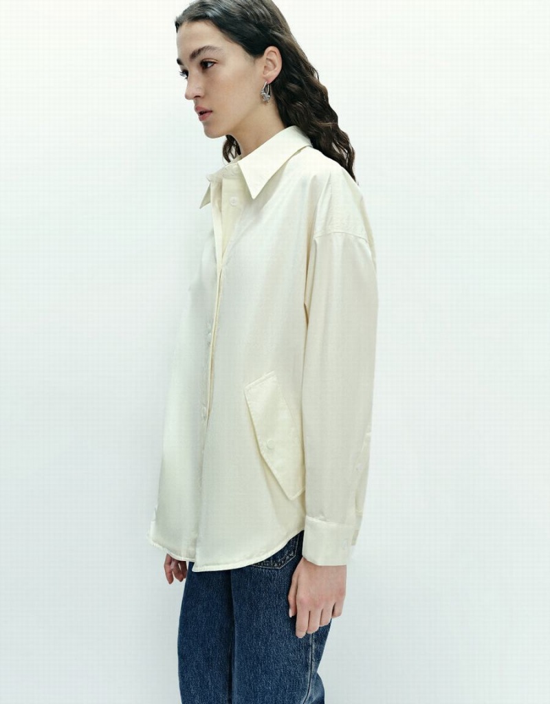 Urban Revivo Button Up Straight Women's Jackets White | YPG9189ST