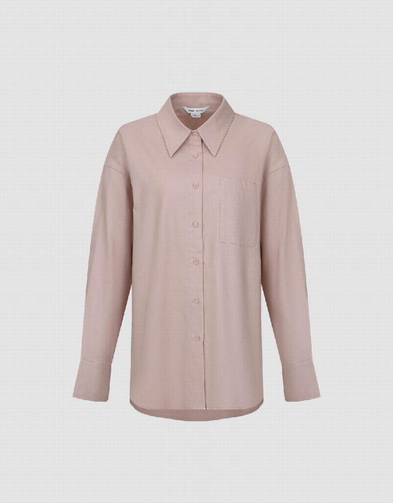 Urban Revivo Button Up Straight Women's Shirts Pink | XAW24100KC