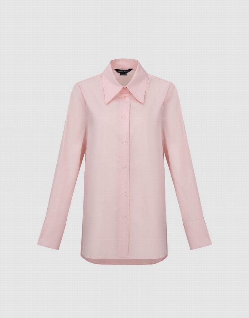 Urban Revivo Button Up Straight Women's Shirts Pink | DAT6855PH