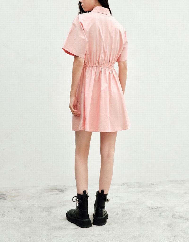 Urban Revivo Button Up Women's Dress Pink | NIY5898ER