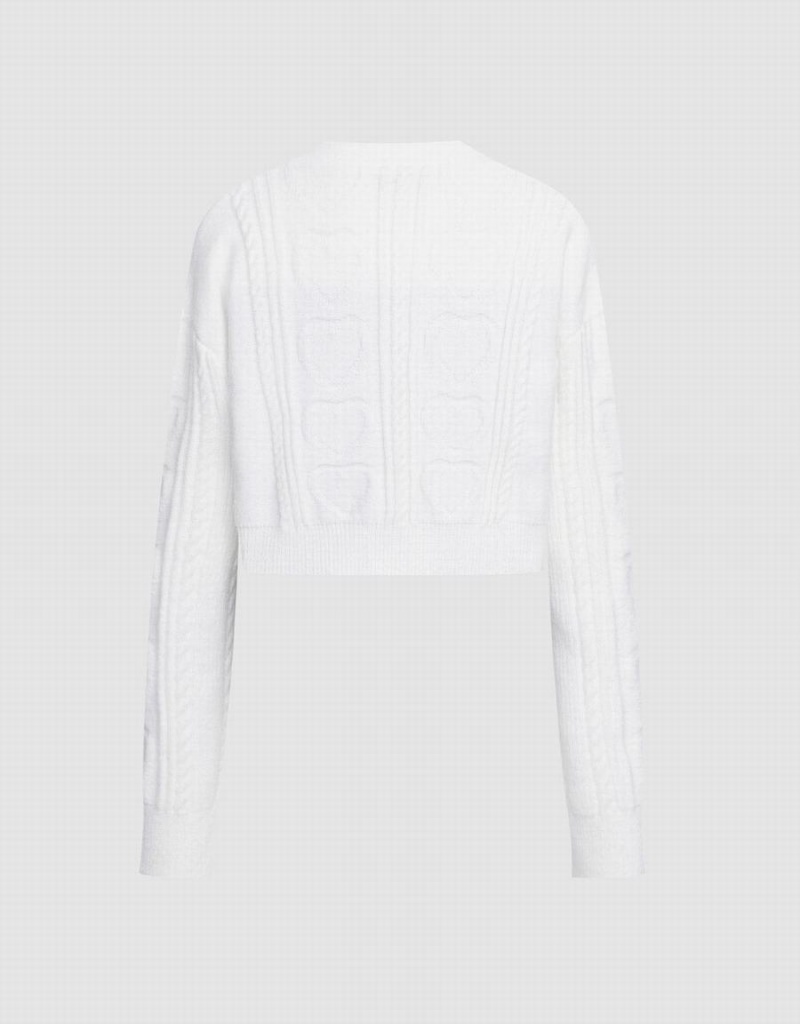 Urban Revivo Cable Knit Button Up Women's Cardigan White | XQW1333CP