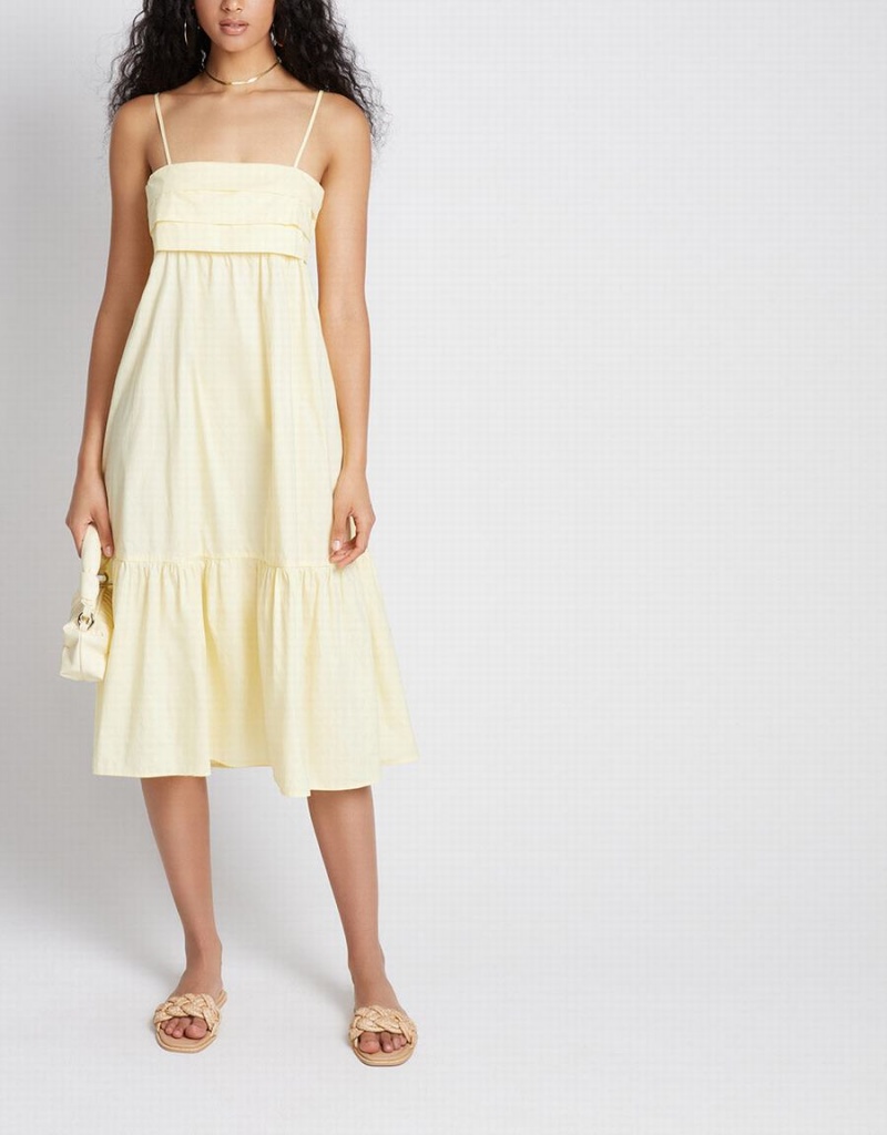 Urban Revivo Cami Ruffle Hem Midi Women's Dress Yellow | PKN3240BN