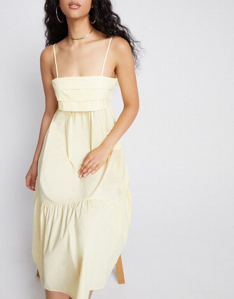 Urban Revivo Cami Ruffle Hem Midi Women's Dress Yellow | PKN3240BN