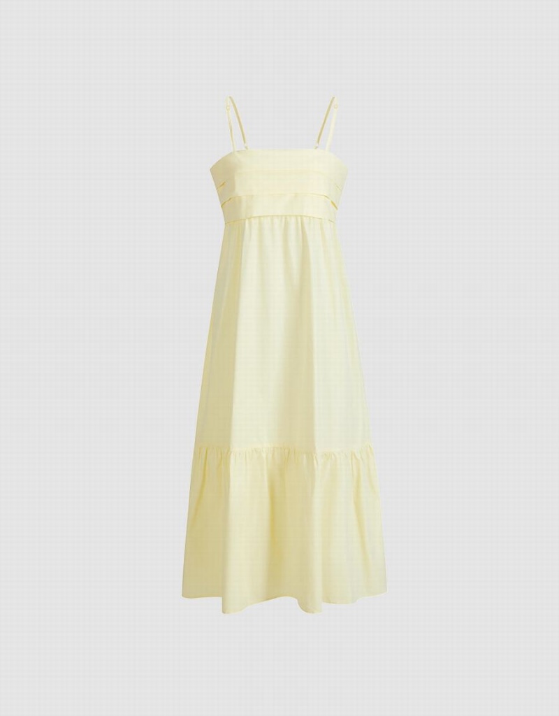 Urban Revivo Cami Ruffle Hem Midi Women\'s Dress Yellow | PKN3240BN