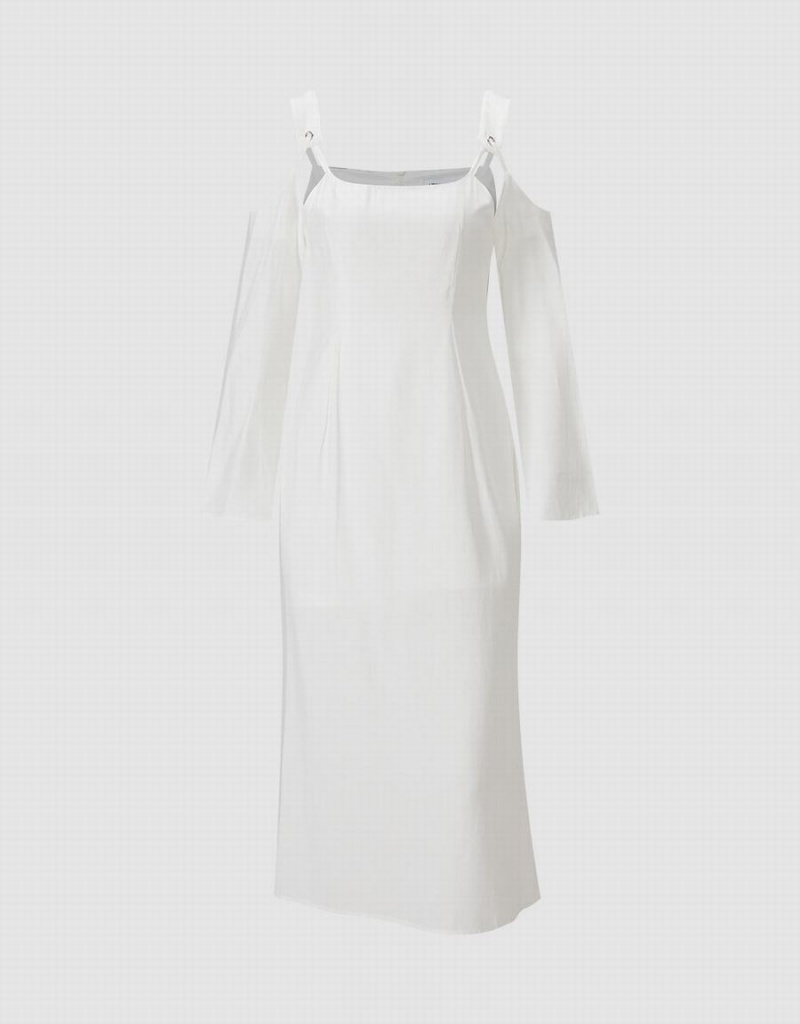 Urban Revivo Cold Shoulder Women's Dress White | XBN2735ZP