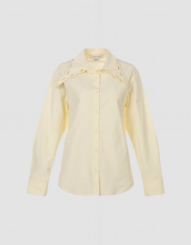 Urban Revivo Collared Neck Lapel Women's Shirts Yellow | SSL1593SD