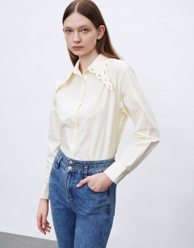 Urban Revivo Collared Neck Lapel Women's Shirts Yellow | SSL1593SD