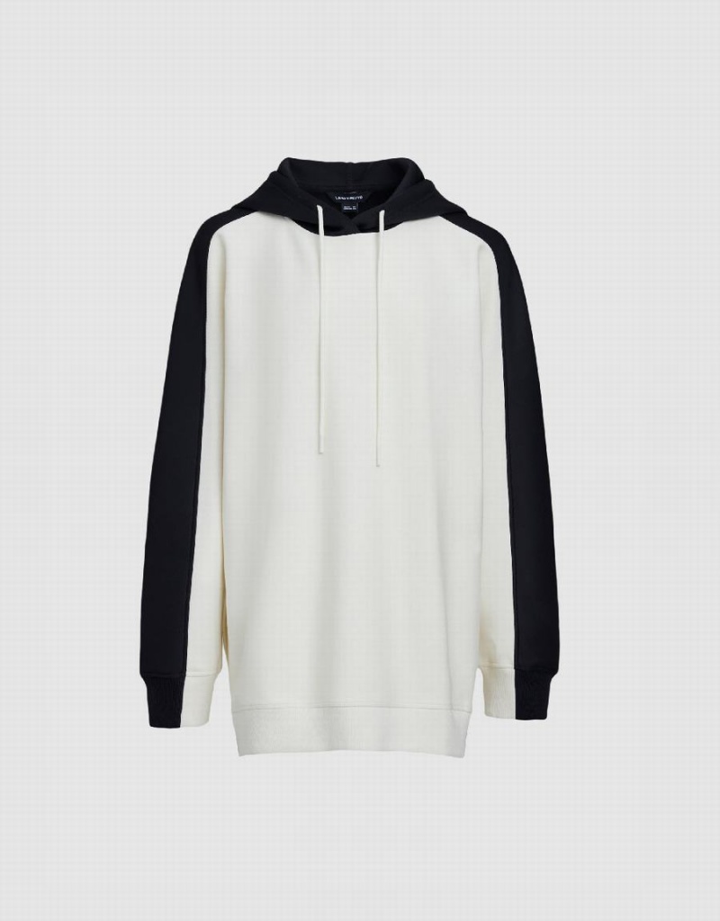 Urban Revivo Contrast Fabric Hoodie Women's Sweatshirts White | QUX9929AO