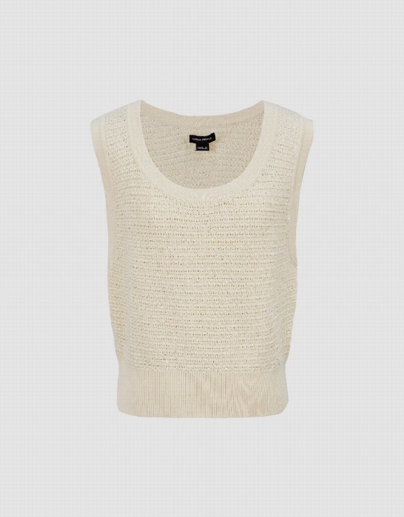 Urban Revivo Crew Neck Knitted Women's Cardigan Beige | MPX2663YI