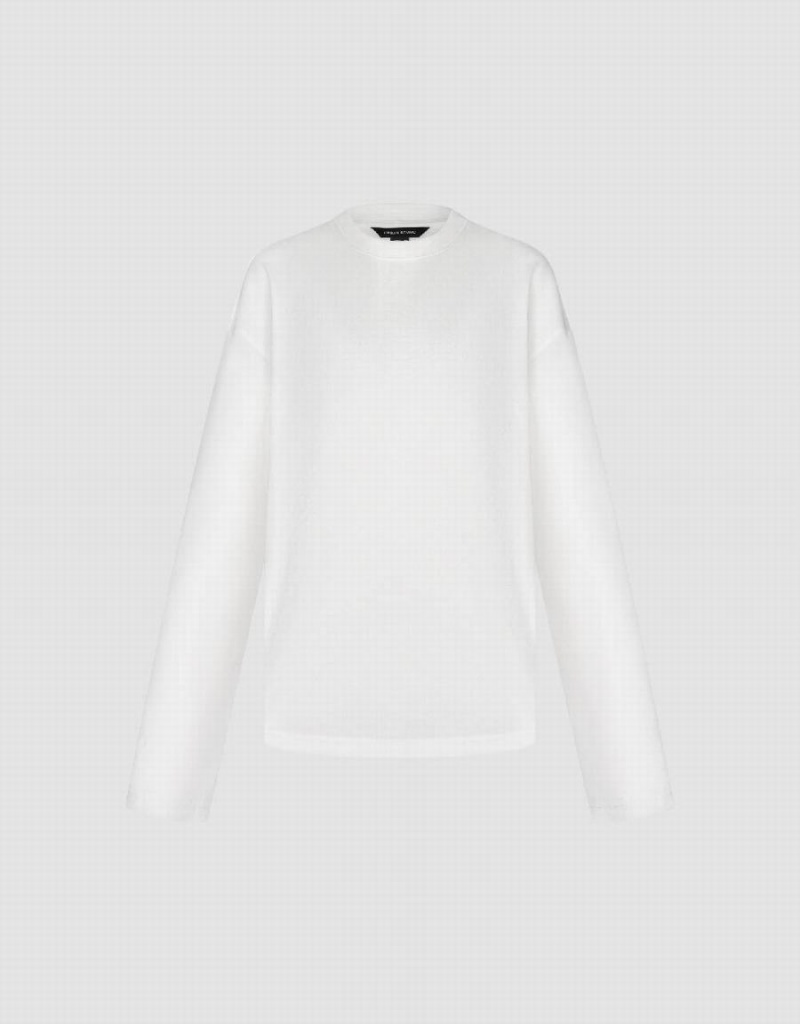 Urban Revivo Crew Neck Knitted Women's T Shirts White | UQX8534NJ