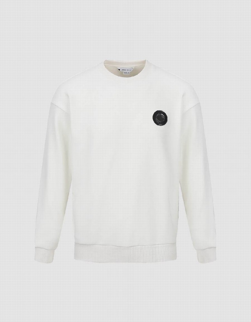 Urban Revivo Crew Neck Loose Men's Sweatshirts White | KZA597KY