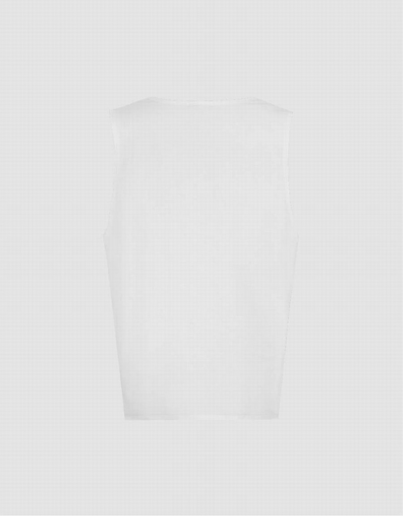 Urban Revivo Crew Neck Loose Men's Tank Top White | WIS7968UL