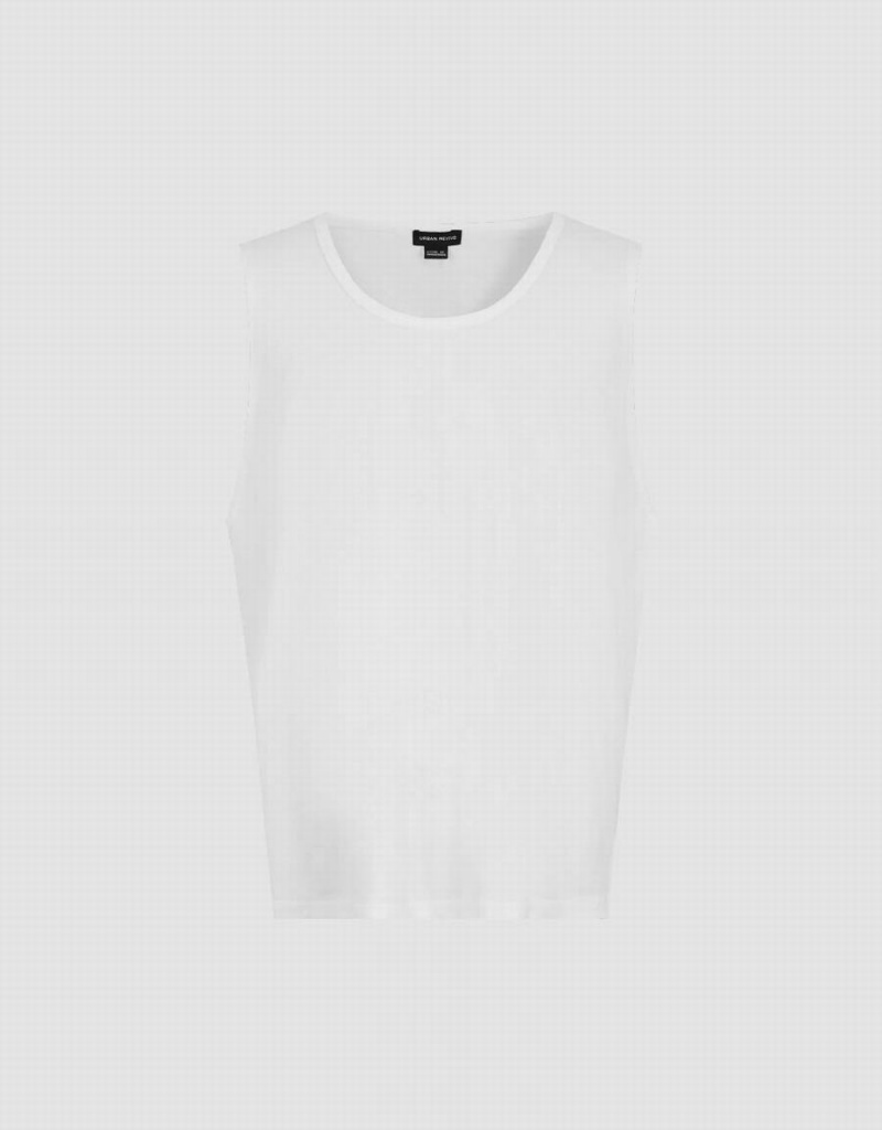 Urban Revivo Crew Neck Loose Men's Tank Top White | WIS7968UL