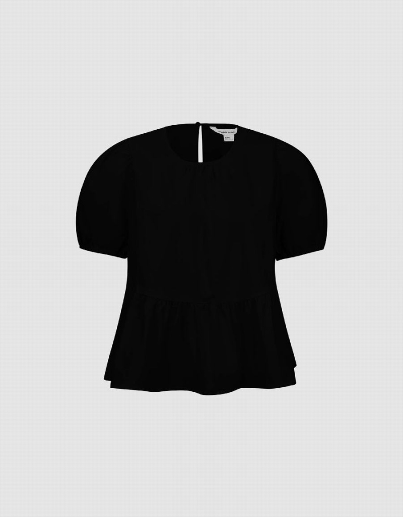 Urban Revivo Crew Neck Overhead Women's Blouse Black | OGI5725VE