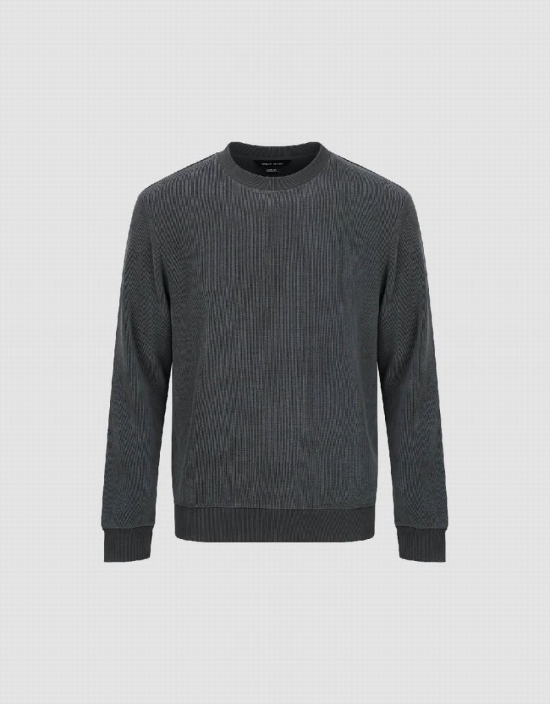 Urban Revivo Crew Neck Straight Men's Sweatshirts Dark Grey | TXC8822ST