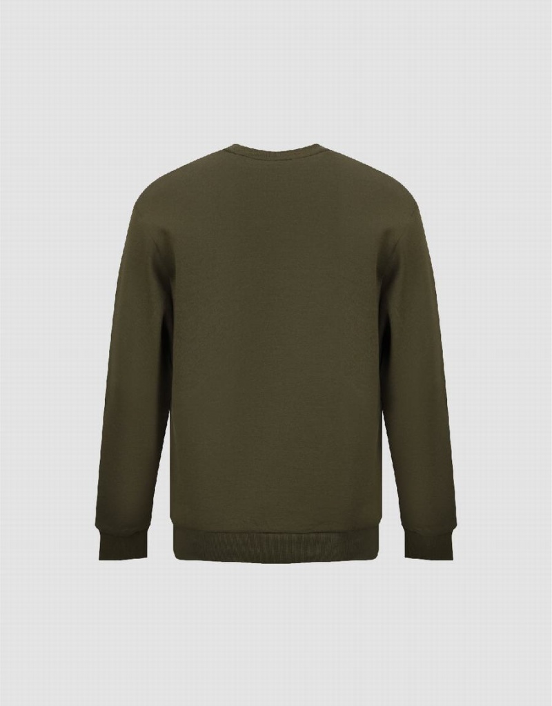 Urban Revivo Crew Neck Straight Men's Sweatshirts Green | CVH992GB