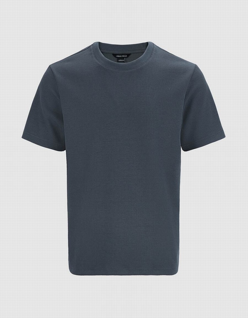 Urban Revivo Crew Neck Straight Men's T Shirts Grey | LZR447AX