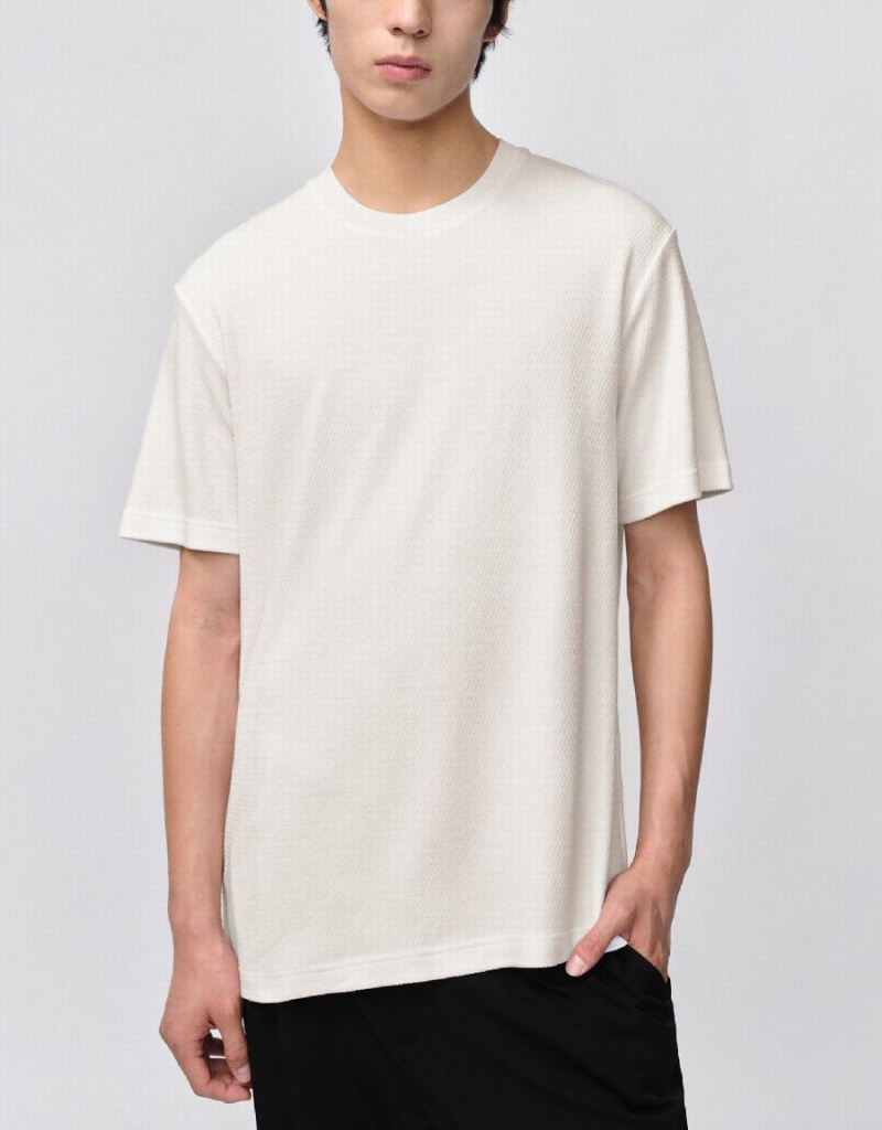 Urban Revivo Crew Neck Straight Men's T Shirts White | PIN8455JW