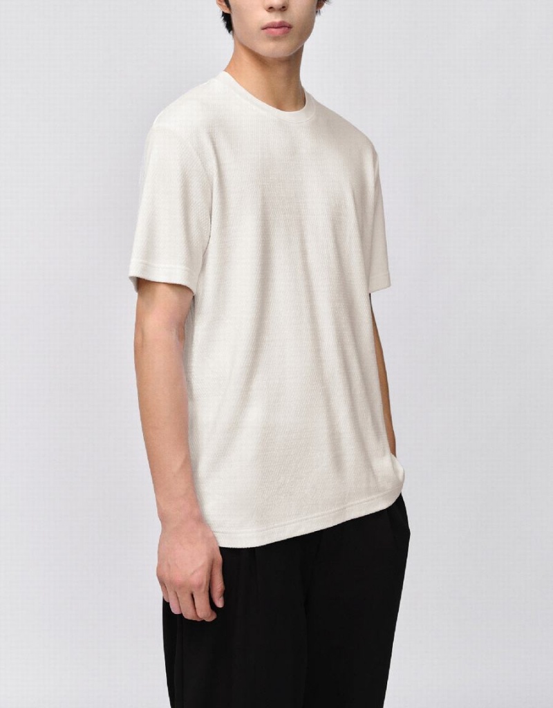 Urban Revivo Crew Neck Straight Men's T Shirts White | PIN8455JW