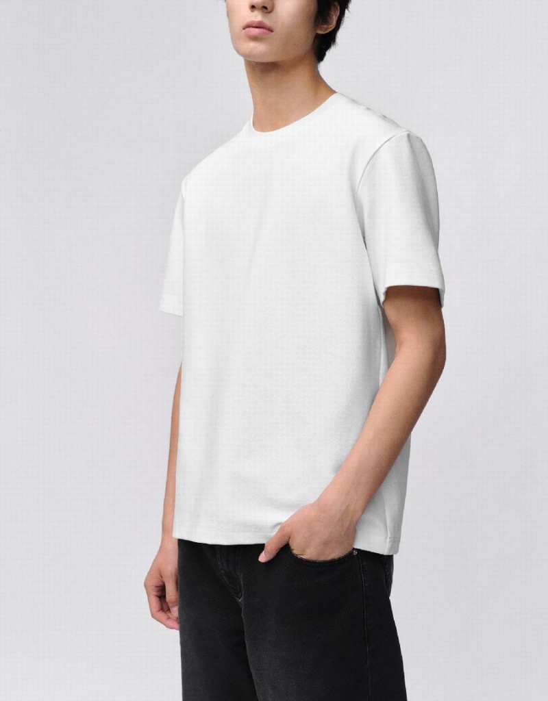 Urban Revivo Crew Neck Straight Men's T Shirts White | OOM3848QY